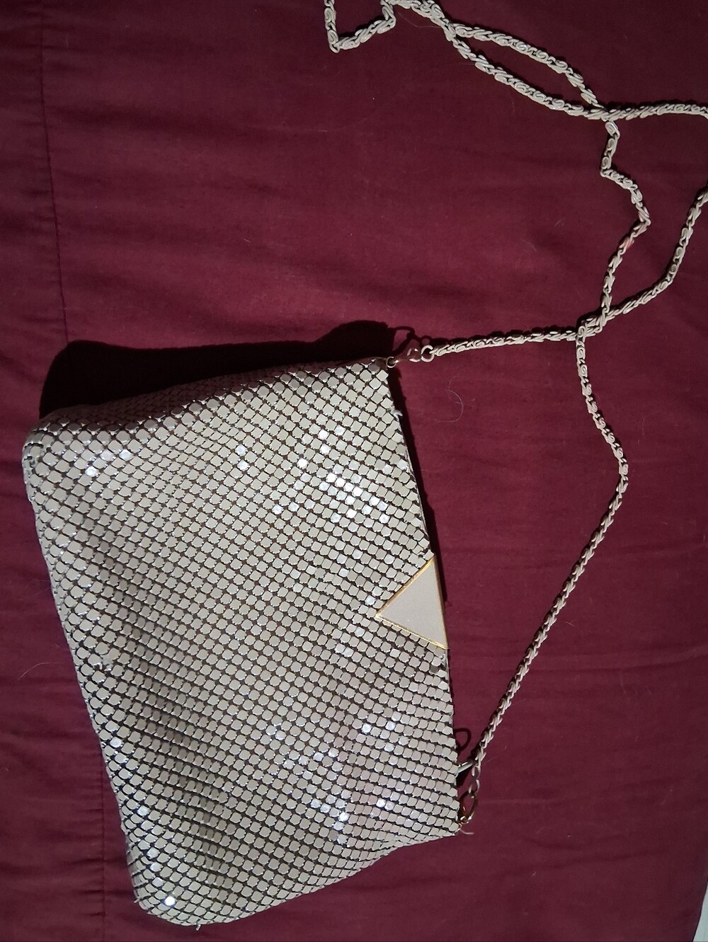 Michaels White Mesh Crossbody Bag with Chain Strap